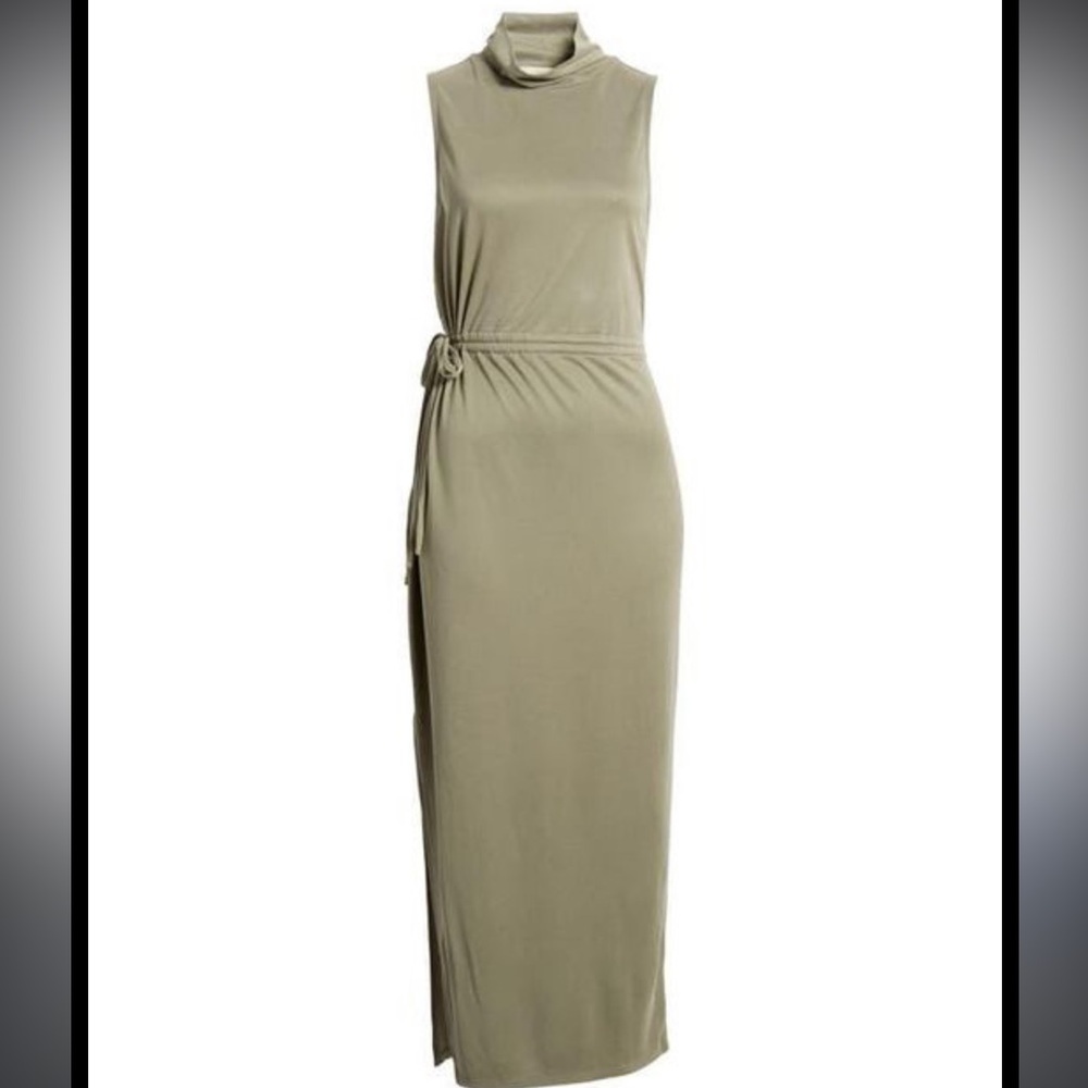 New Open Edit Green Mock Neck Sleeveless Knit Dress size Small